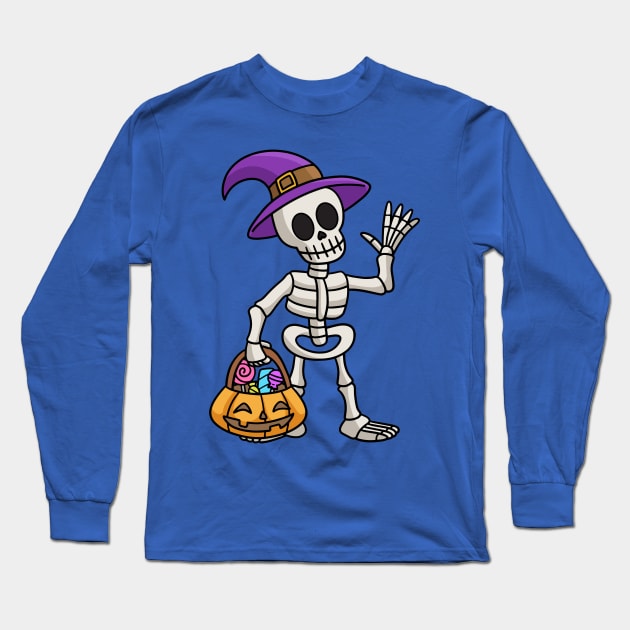 Halloween skull with treats Long Sleeve T-Shirt by TheDesigNook